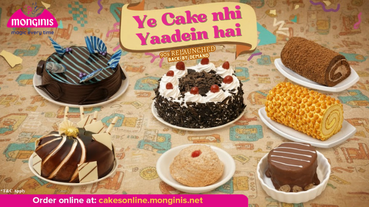 Mongini’s Millennium Favourites, Black Forest Cake with Marquise base, Blueberry Fudge Cake, Choco Marquise,Swiss Roll Chocolate, Swiss Roll Butterscotch,Midnight Delight Cake, Shimmer Cake,