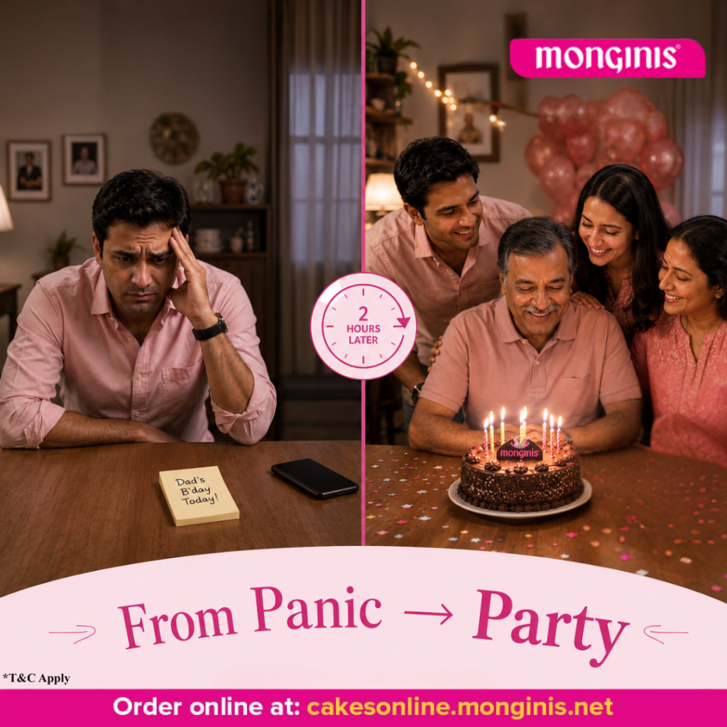 Monginis cake delivery box arriving at Mumbai home