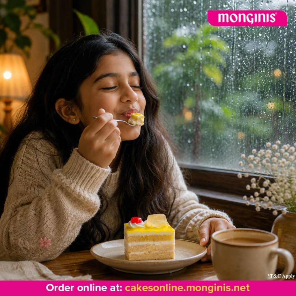 Ginger tea with fruit cake light monsoon treat