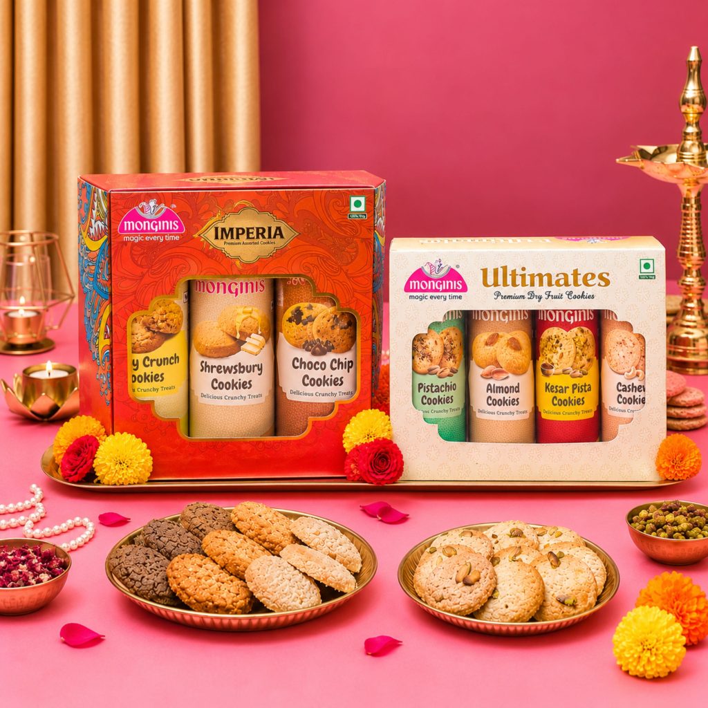 Imperia assorted cookies box, a Diwali gift for friends and family and Ultimates dry fruit cookies box, a large Diwali sharing pack